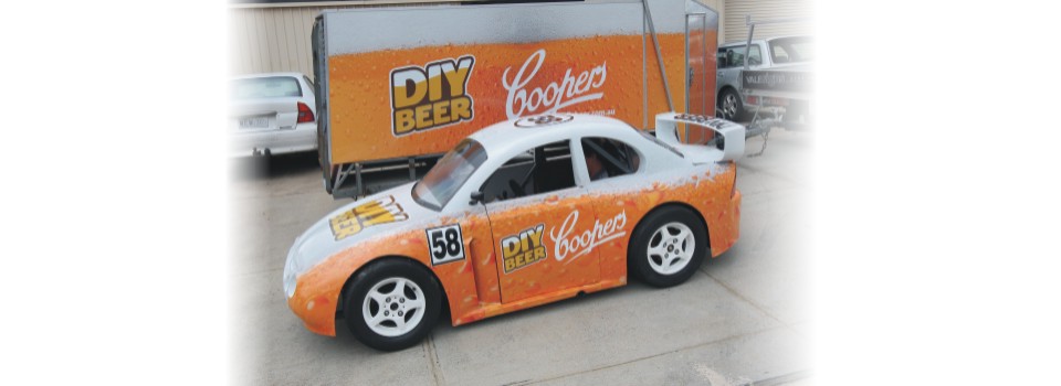 Coopers Aussie Racer Signage vehicle full wrap - car and trailer